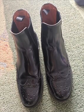Church’s Women's Black Leather Wingtip Chelsea Boots